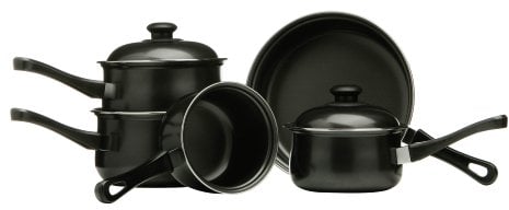 Premier Housewares 204202 Set di 5 Pentole dal Fondo Largo e Lievemente Bombato, Nero