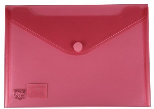 EXXO by HFP 90446 Dokumententasche mit Klettverschluss A5 quer, 10 Stück, Ausführung: PP-Kunststoff, 250 x 180 mm, transparent rot