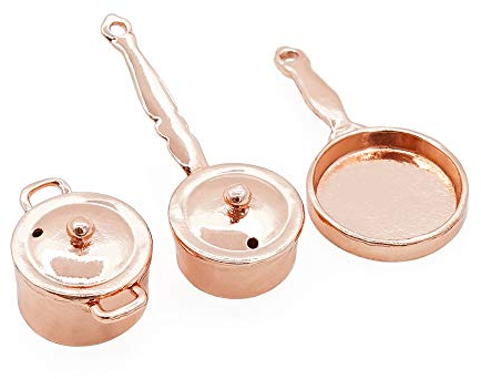 Odoria Miniature 1/12 Batterie de Casserole Accessoire de Cuisine pour Maison de Poupée, Cuivre