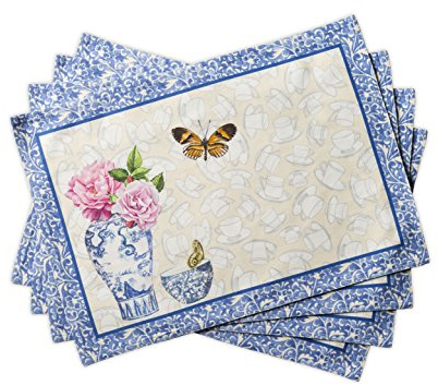 Maison d'Hermine Stoff-Tischsets, 100% Baumwolle, 4er-Set, dekorative, waschbare Ostern Tischsets für Esszimmer, Hochzeit, Bankett, Canton – Frühling/Sommer (33 cm x 48 cm)