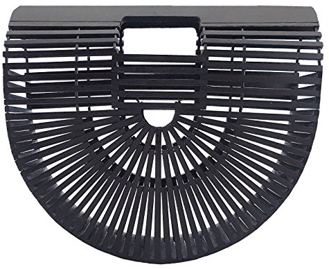 Miuco Womens Bamboo Handbag Handmade Large Tote Beach Bag Size Small Black