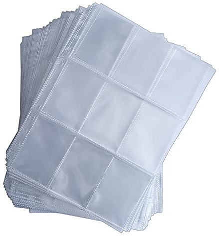 Arkero-G® 100x 9-Pocket Pages - speziell für YuGiOh Karten in japanischer Größe - transparente Premium 9er Seiten Platz für 900 schmale Sammelkarten