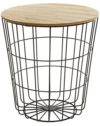 elbmöbel Beistelltisch Couchtisch Metall Korb Modern (schwarz, 41,5x39,5x39,50)