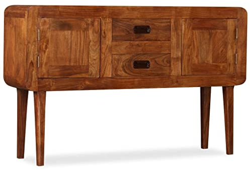 vidaXL Massivholz Sideboard Sheesham-Finish mit 2 Schrankfächern 2 Schubladen Kommode Beistellschrank Mehrzweckschrank Anrichte Schrank 120x30x75cm