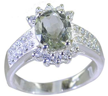 RIYO handgefertigte 925 Sterling Silber splendischen echten grünen Ring Geschenk 69 (22.0)