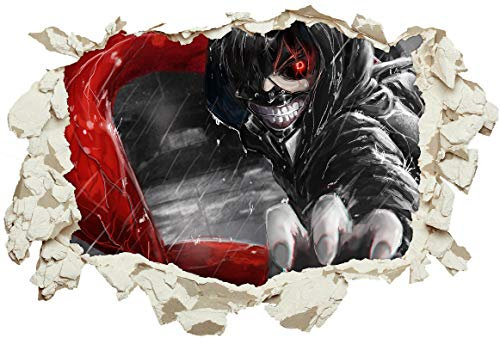 Unified Distribution Kaneki Ken Tokyo Ghoul Blick Gesture Klaue Regen - Wandtattoo mit 3D Effekt, Aufkleber für Wände und Türen Größe: 92x61 cm, Stil: Durchbruch