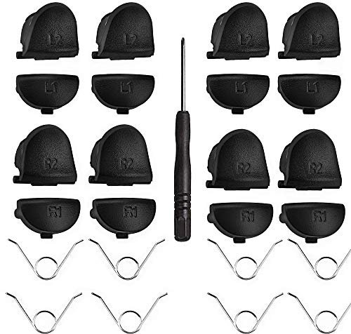 4 Pack PS4 Controller Taste L1 R1 L2 R2 Auslöser für Sony Play Station 4 Spring wird Verwendet, um Auf das PS4 Ersatzteil des Controllers 4 zu Doppelklicken, 1 Schraubendreher (Schwarz)