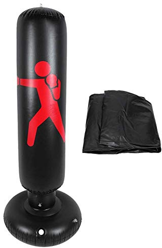 VGEBY Aufblasbarer Boxsack, PVC, 160cm Höhe, Schwarz, Fitness Training für Erwachsene
