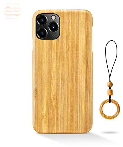 Yidai-Silu iPhone 12 Mini Echtholz Hülle 【FSC zert. Holz mit Aramidfaser, 0,8mm Ultra Dünn】 Holz Back Cover Stoßfest Etui Schutz Case Wood Case für iPhone 12 Mini 5,4” - Bambus