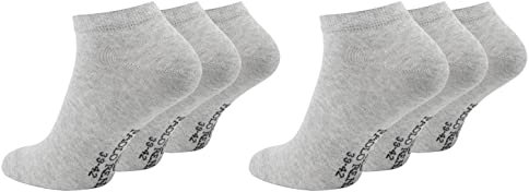 Paolo Renzo Sneaker Socken Damen & Herren aus Baumwolle 6 Paar Unisex Sneakersocken Kurze Socken OEKO-TEX Standard 100 Größe 39/42 Grau