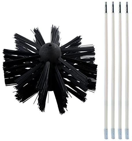 iplusmile Chimney Cleaning Brush Kit: Duct Vent Cleaning Set with 3 pcs Flexible Rods(410mm*100mm) 1 pc Brush Head for Fireplace Dryer Vent Chimney Cleaning