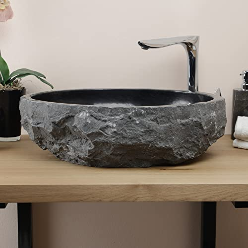 Marmor Waschbecken 50 cm oval in schwarz von WOHNFREUDEN - Mit Unikat Auswahl