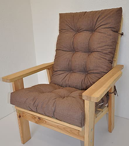 Rattani Polster für Gartenstuhl, Liegestuhl, Schaukelstuhl Sevila, Hochlehner Auflage, Gr. 125 x 55 cm, Colore Marrone (Dunkelbraun)
