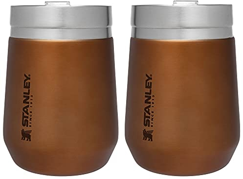 STANLEY Vaso de acero inoxidable GO, vaso de vino aislado al vacío de acero inoxidable de 10 onzas, 5 horas de frío, 1.5 horas caliente y 20 horas de hielo (paquete de 2)