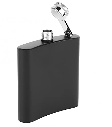 Tiardey 6 oz Matte Black Large Capacity Stainless Steel For Whiskey Liquor Hip Flask