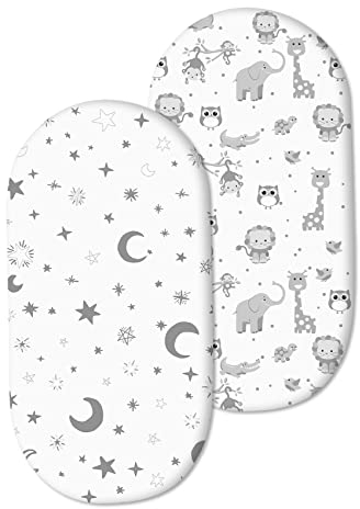 JMITHA Baby Matratzenschoner Spannbettlaken, 2er Sets Spannbetttuch für Kinderwagen Beistellbett Wiege und Stubenwagen -100% Baumwolle Matratzenschutz Spannbetttücher (Set 8)