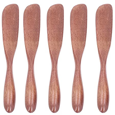 HERCHR 5Pcs Butter Knives,6.5inch Handmade Wooden Butter Spreaders,Wooden Knife Essential Tableware Knives for Breakfast, Jam, Cheese, Sandwiches