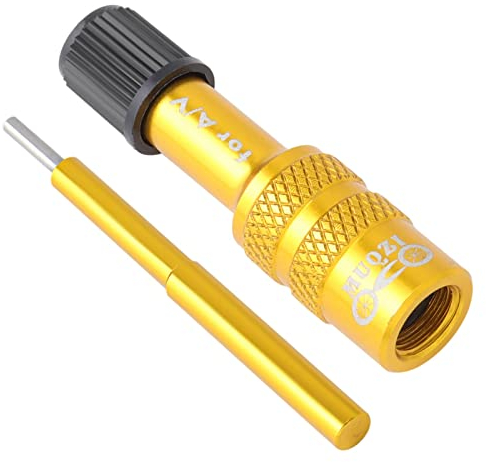 Sharplace Fahrrad-Vorderradgabel-Ventiladapter, Fahrrad-Luftgabel-aufblasbarer Ventiladapter für Federgabel, Gold