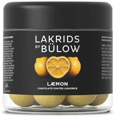 LAKRIDS BY BÜLOW - Lemon - 125g - Dänische Gourmet Lakritz-Kugeln - Salzlakritze umhüllt von Weißer Schokolade mit Zitrone, Sahne und Vanille