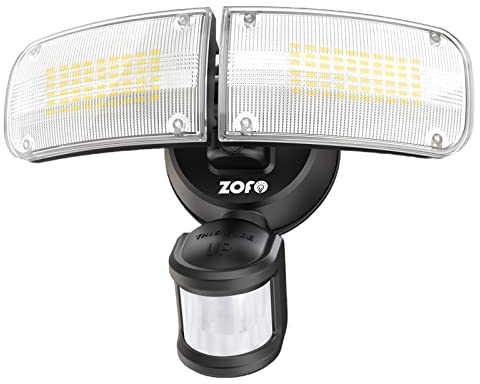 ZOFO 4000LM LED Strahler mit Bewegungsmelder Außen, Superhell Fluter Lampe mit Bewegungsmelder Außen, 5000K Außenstrahler, IP65 Wasserdicht PIR Sicherheitslicht für Garage, Schwarz
