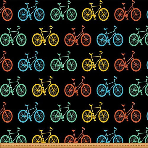 Fahrradstoff Meterware bunter Fahrrad Dekostoff Stadtrennen und Fahrradskizzen Polsterstoff für Stühle wasserdicht Polster und Heimwerkerprojekte Schwarz 920 x 150 (HxB)