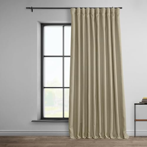 HPD Half Price Drapes Rideaux occultants en Lin synthétique pour Chambre à Coucher, 213,4 cm de Long (1 Panneau), 254 x 213,4 cm (l x L), Extra Larges pour Salon, décoration d'intérieur, Brun chaume