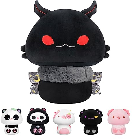 Mewaii 36CM Weiche Mothman Pilz Gefüllte Tier Plüsch Kissen Squishy Spielzeug für Schwarz