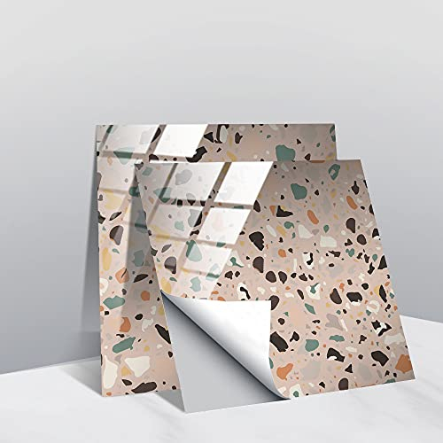 mefound 60pcs Tile Stickers, Kitchen Bathroom Marble Wall Tile Stickers Peel and Stick on Tile Transfers Covers Decals Self Adhesive Vinyl Waterproof (15cm x 15cm, 6x6 inches)