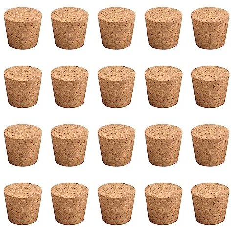 INCREWAY Lot de 20 bouchons coniques en liège en bois durable pour bouteilles de vin, bocaux en verre, 37 x 43 x 28 mm
