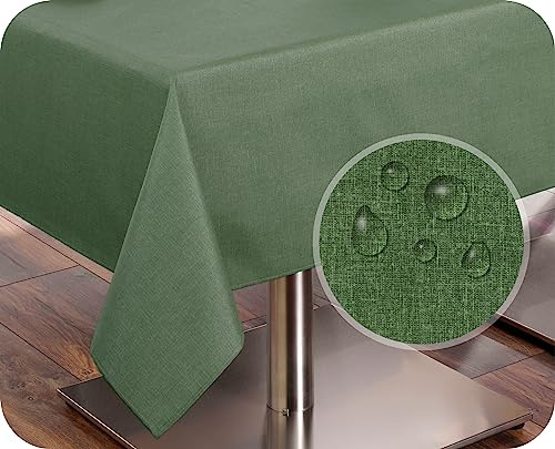BEAUTEX Tischdecke Leinenoptik wasserabweisend, Eckig 110x140, Moosgrün | Pflegeleichte Tischwäsche aus 70 % Baumwolle und 30 % Polyester, waschbar bis 40 °C und mit hochwertigem Saum