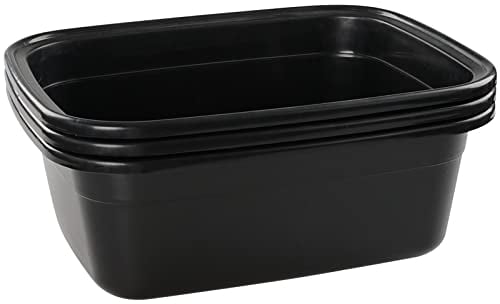 Innouse 3-Pack 16 L Plastic Washing Up Bowl Basin Rectangular, Black