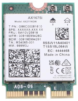 Intel AX1675i Killer Series WiFi 6E Gaming Adapter Upgrade | CNVio2 M.2 WiFi Card | High-Speed 2.4 Gbps WiFi for PCs | Bluetooth 5.3 Supported | Designed for Intel 11th Gen and Later CPUs (AX1675i)