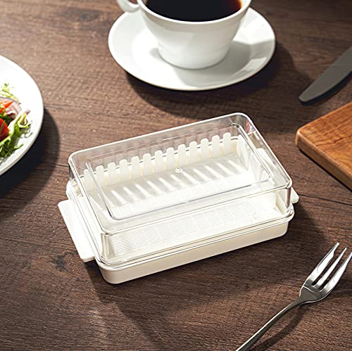 COZHYESS Boîte de rangement pour couper le beurre avec couvercle hermétique, boîte à beurre en plastique, boîte de rangement scellée, boîte de rangement pour réfrigérateur, bac à fromage, 17 x 9,5 x