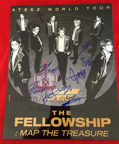 Ateez Hong Joong Seunghwa Yunho Yeosang San Mingi Woo Young Jong Ho 30x26cm 10inches Autograph
