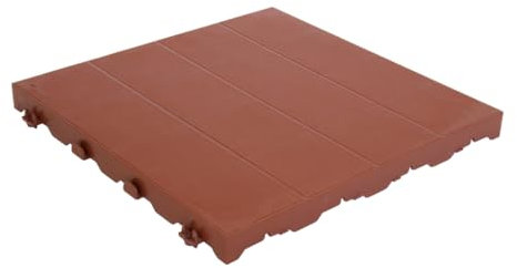 WUEFFE Piastrella in plastica 40x40h3,3 - mattonella Chiusa drenante Giardino Campeggio (10 Pezzi, Cotto)