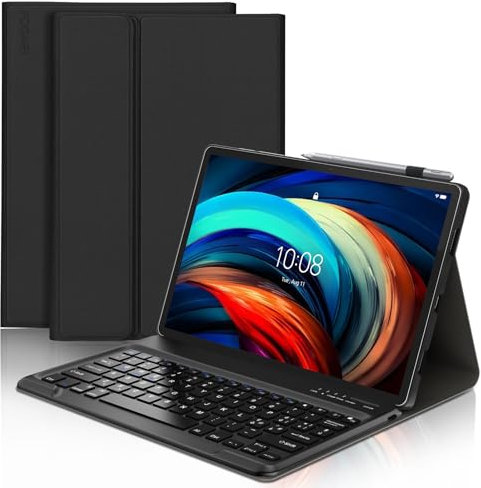 Custodia con Tastiera Lenovo P12 da 12,7 pollici, Custodia per Tastiera per Tablet con Slot per Penna, Tastiera Bluetooth Staccabile QWERTY Italiana per Lenovo P12 2023 12,7 pollici, Slim Cover, Nero