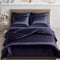 Cozyor Satin Bettwäsche 155x200 extra dick und weich mit robustem Reißverschluss 2X Kissenbezug 40x80 cm, edles Satin 3-teilig, dunkelblau Ocean