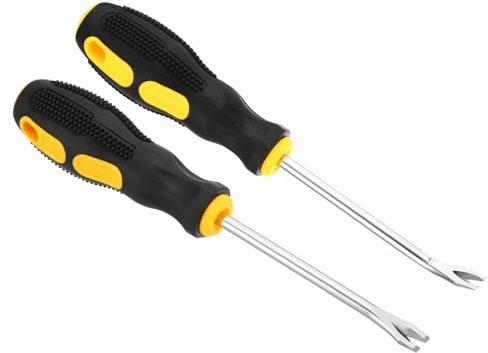 PATIKIL Upholstery Staple Remover, 4 Curved Straight Construction Staple Puller Staple Nail Tack Tool for Furniture Wooden Floor Photo Frame, Yellow