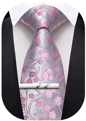 Barry.Wang Paisley Cravate pour Hommes Floral Attacher Poche Carré Boutons de manchette Ensemble Designer