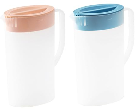 Brocca Per Acqua In Plastica Con Coperchio 2 Pezzi Teiera Resistente Al Calore 2 Litri Con Manico Portatile Brocca Con Coperchio Caraffa Per Bevande Capacità Caraffa Per Acqua Riutilizzabile