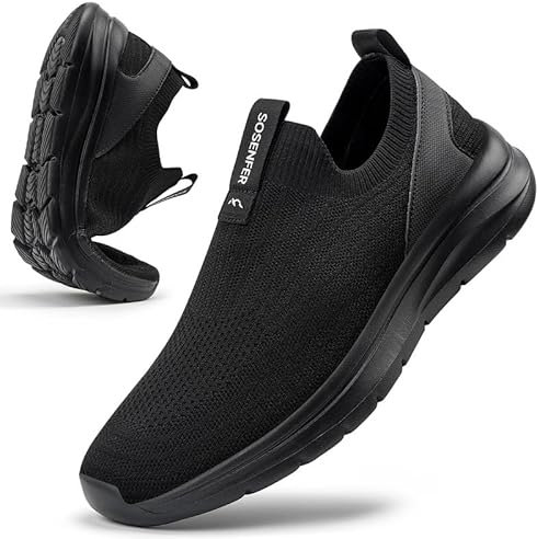 Sosenfer Slip On Sneakers Uomo Ultraleggero Senza Lacci Scarpe Sportive Scarpe da Ginnastica Scarpe da Corsa Traspiranti Antiscivolo per Sport, Tempo Libero, Fitness, Jogging, Camminare-QUANHEI-42