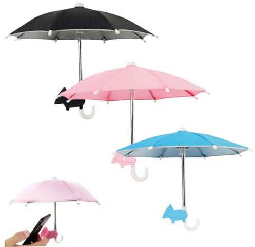 3 Pcs Phone Umbrella Uv Protection Anti-Glare Coolness Phone Umbrella Cell Rain-Proof With Adjustable Flexible Piggy Suction Cups Outdoor Cell Phone Sun Shade,Umbrella For Phone