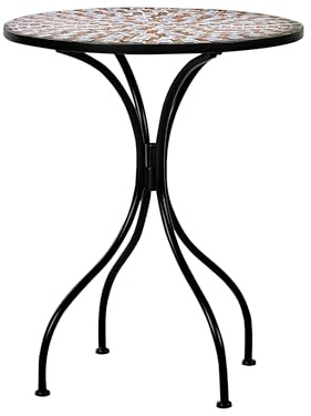 Beliani Gartentisch Metall schwarz/Gold Mosaik Muster 60 cm rund Caprino