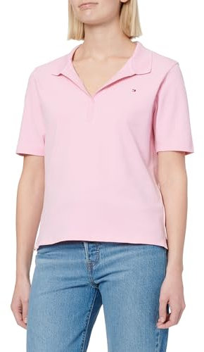Tommy Hilfiger Donna Maglietta Polo Maniche Corte 1985 Pique Regular Fit, Rosa (Classic Pink), 3XL