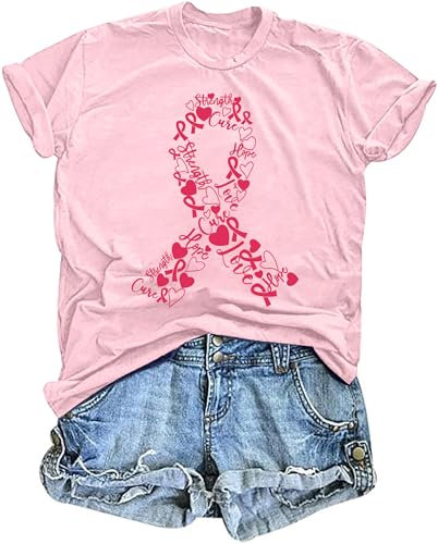 tiorhooe Tee Shirt Octobre Rose Femme Ruban Rose Shirt Ruban Octobre Rose Tshirt