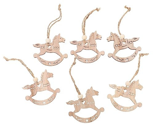 SEWOART 12 Stk Schaukelpferd Ornament Weihnachtsbaum hängen christbaum anhänger tannenbaum anhänger Weihnachtsverzierung des Schaukelpferdes Anhänger in Schaukelpferd-Form hölzern
