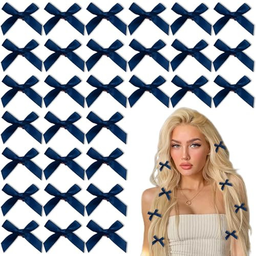 YAEISM Lot de 30 mini pinces à cheveux en satin bleu marine Y2K antidérapantes pour filles et femmes