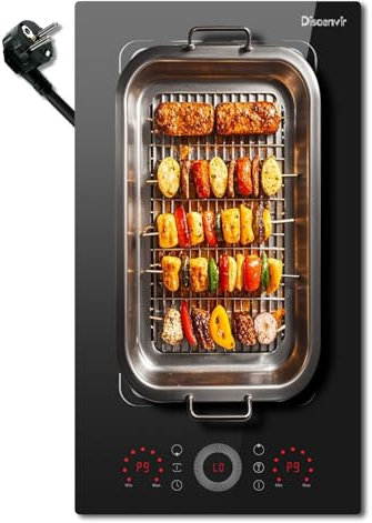 Placa de Induccion 2 Fuegos Flexible con Enchufe Disaenvir, Vitroceramica Induccion 30 cm 3500W, Encimera Induccion Eléctrica de 230v, 9 Niveles, Función Boost, Temporizador, Bloqueo Para Niños, Negro