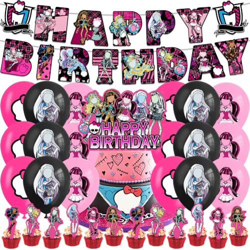 XNAUVOI 32 Pcs Monster Décorations de Gâteaux, Monster de Fête de Ballon, Fournitures de Anniversaire Thème Monster pour Enfants Ballon Bannières Gâteau Toppers Cupcake Topper Cartoon Party Supplies