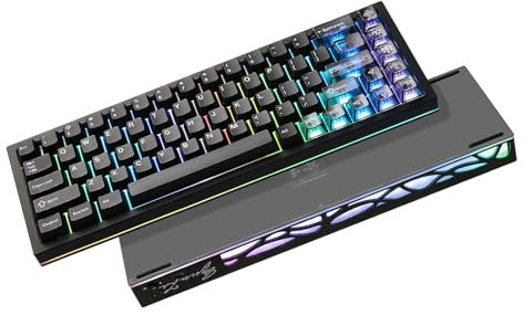 YUNZII AL65 Wireless Mechanical Keyboard,Support QMK/VIA Aluminum Gaming Keyboard,Gasket Structure,60% Hot Swappable with RGB Backlit Custom for Mac/Windows (black, milk v2 linear)